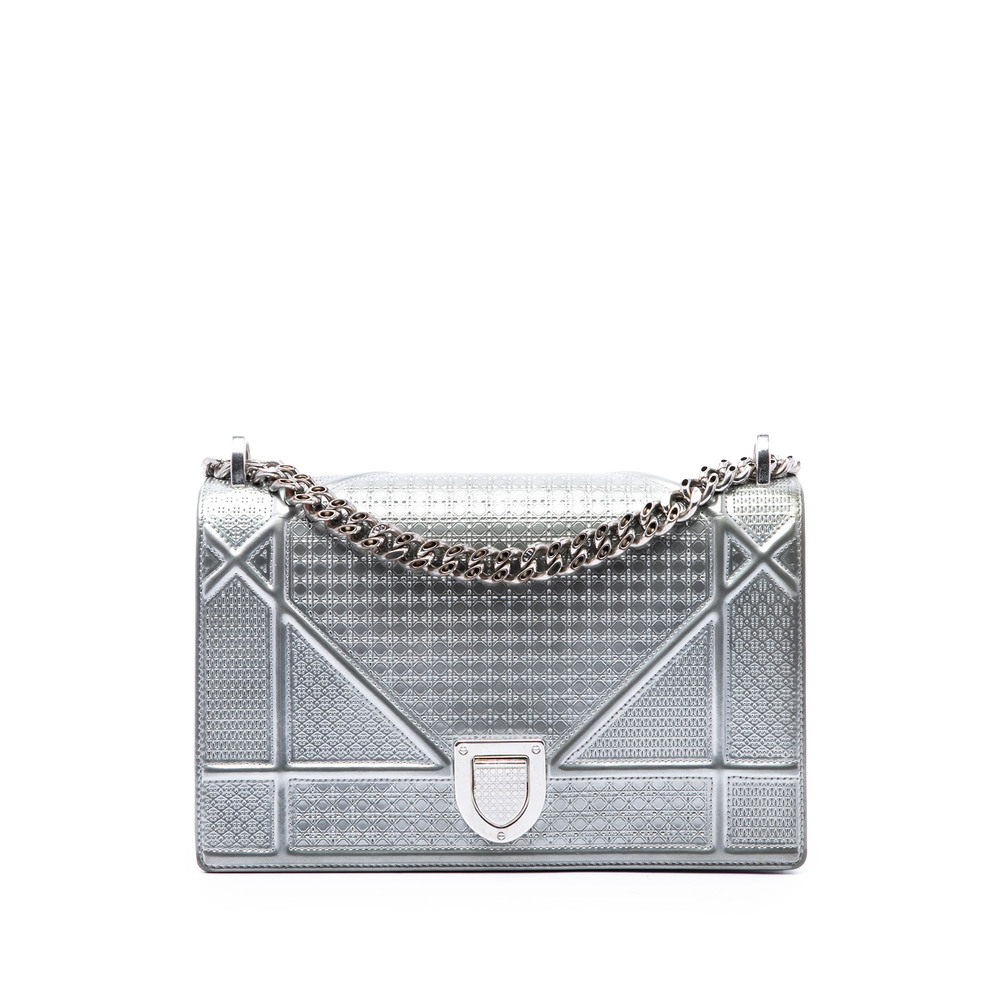 Pre-Loved Dior Medium Metallic Patent Microcannage Diorama Flap